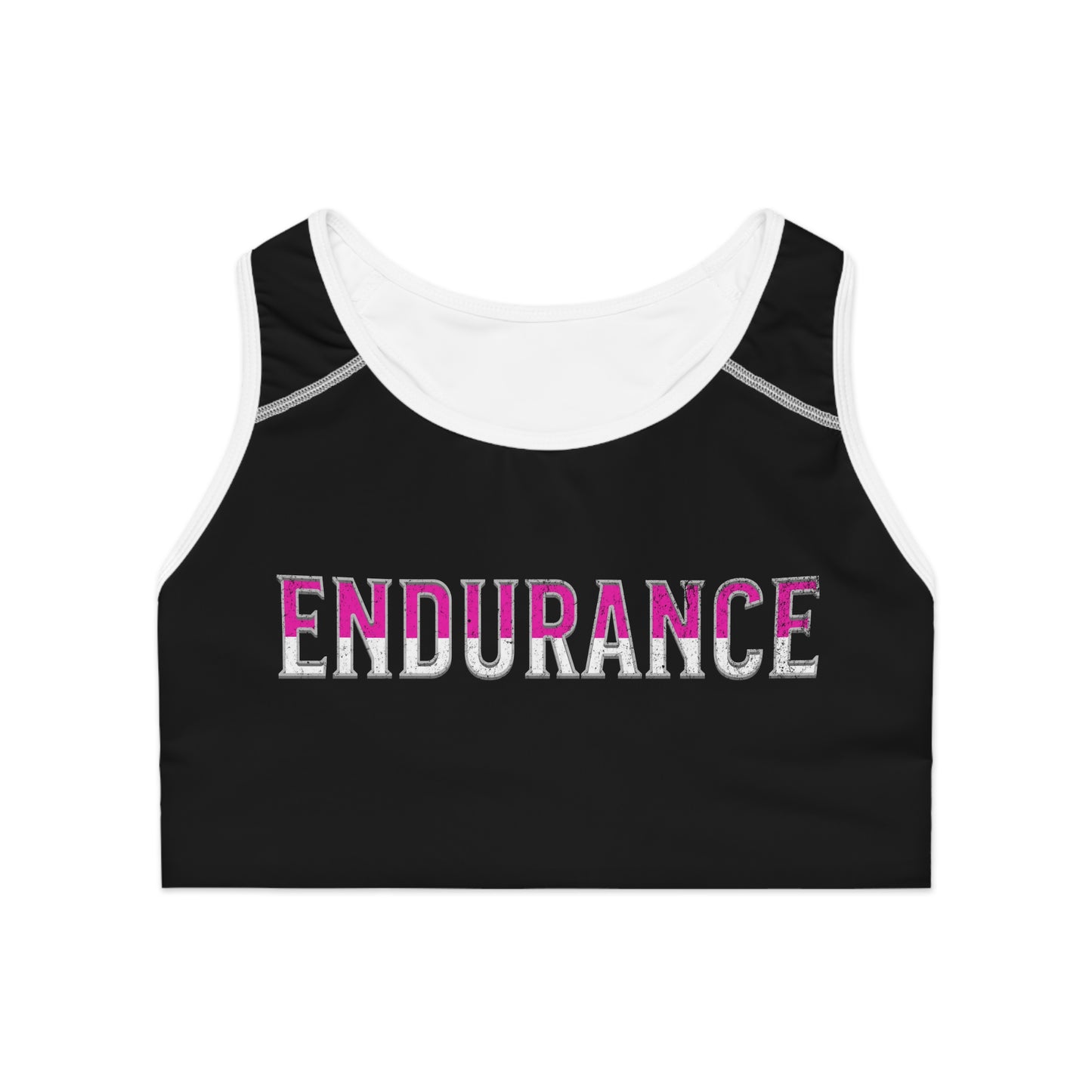Endurance Black- Pink/White Sports Bra