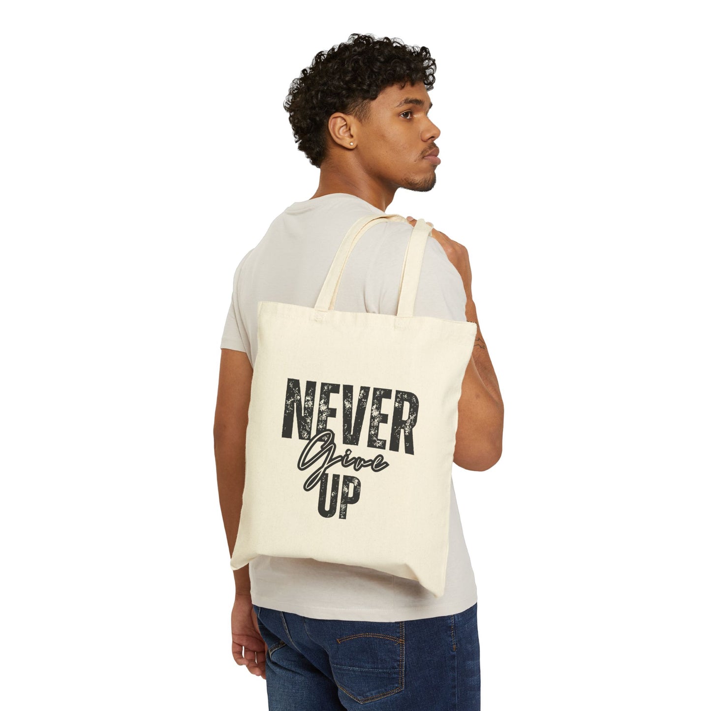 "Never Give Up" Canvas Tote Bag