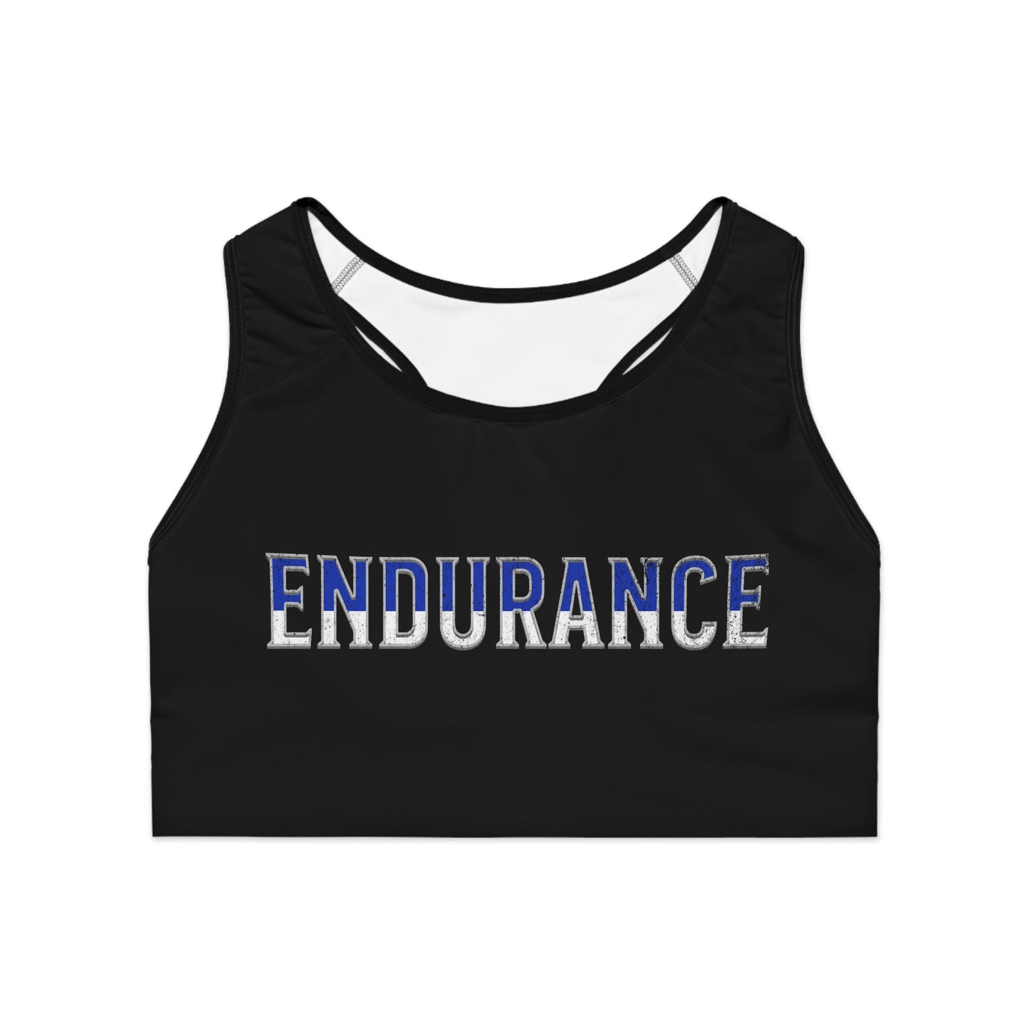 Endurance Black- Blue/White Sports Bra