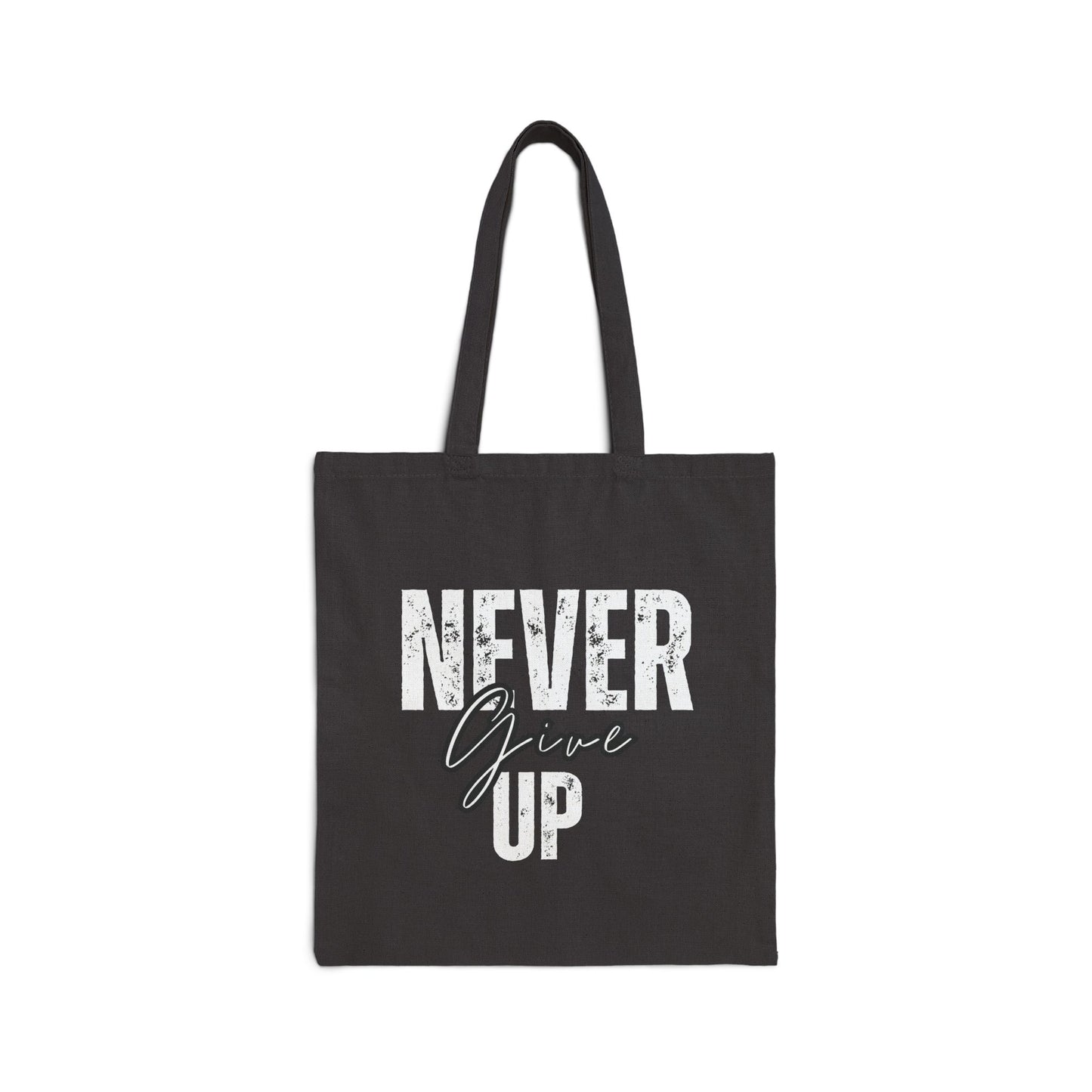"Never Give UP" Cotton Canvas Tote Bag