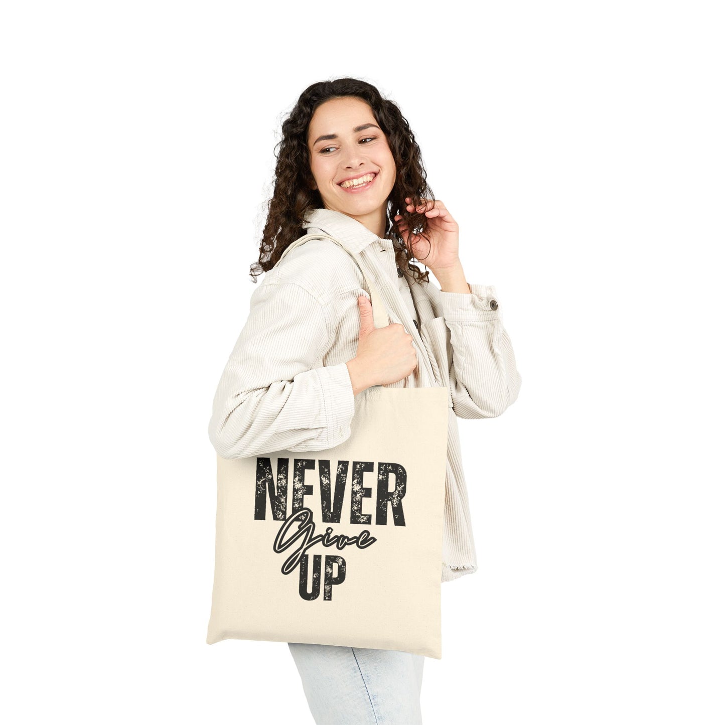 "Never Give Up" Canvas Tote Bag