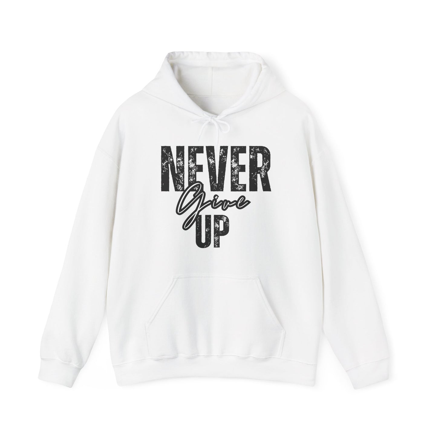 "Never Give Up" - White Unisex Hoodie