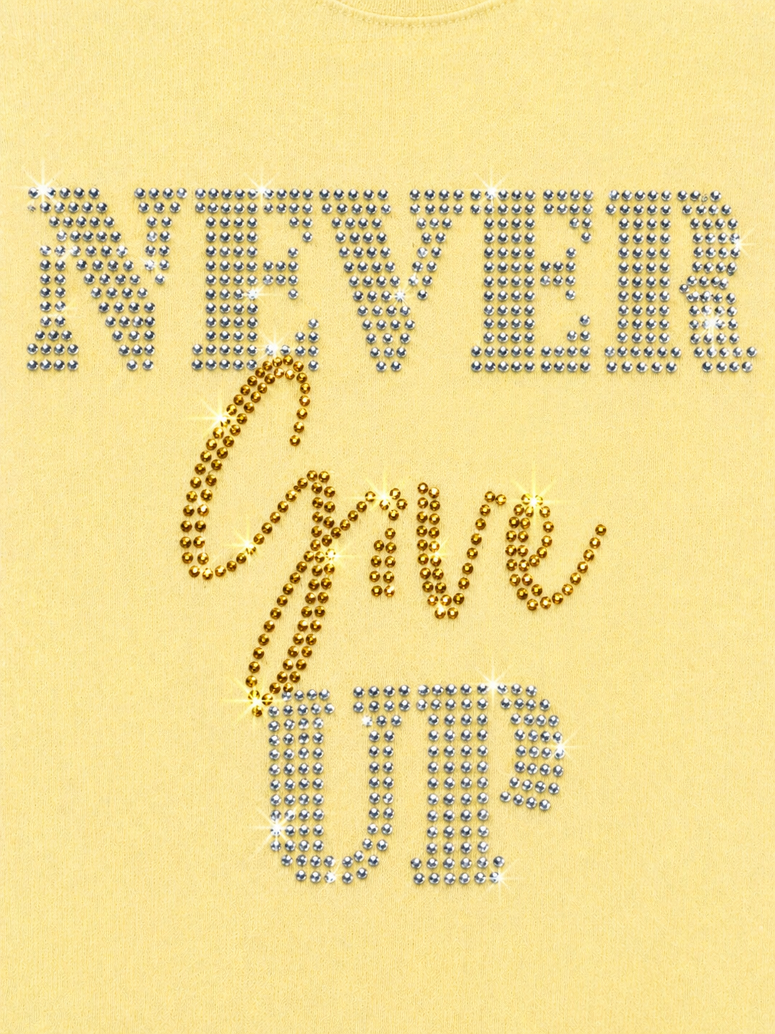 Yellow Never Give Up crop (Rhinestone) Icy and Yellow