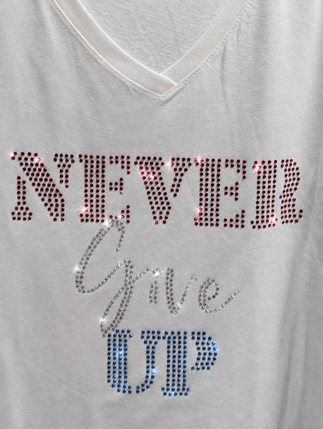 Never Give Up Red/white/blue Shirt (Rhinestone)
