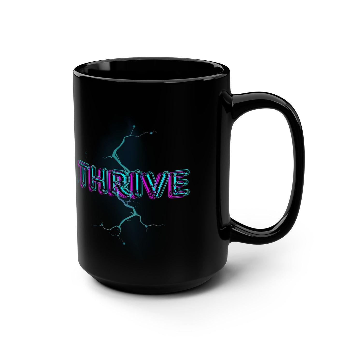 Vibrant 'THRIVE' Black Coffee Cup- Motivational Drinkware for Daily Inspiration