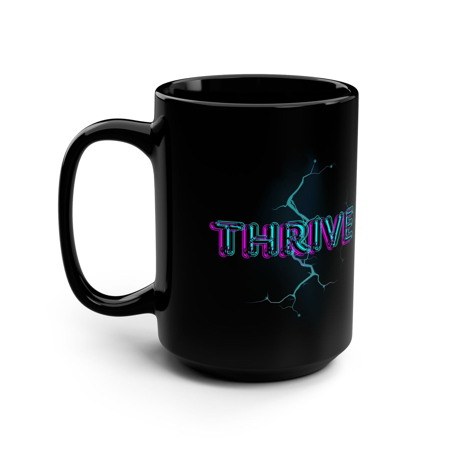 Vibrant 'THRIVE' Black Coffee Cup- Motivational Drinkware for Daily Inspiration