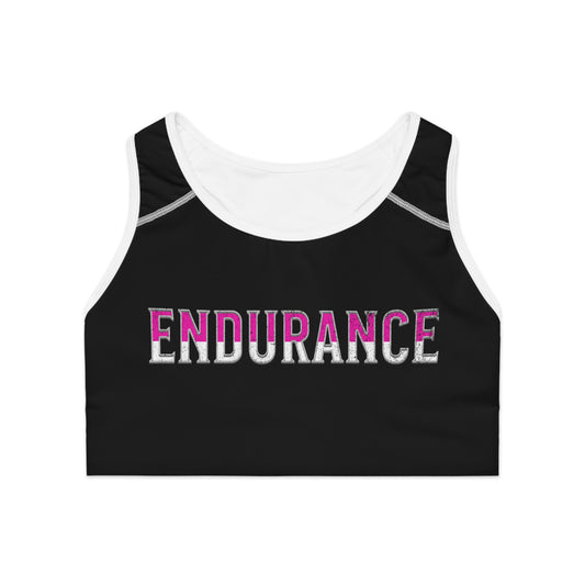 Endurance Black- Pink/White Sports Bra