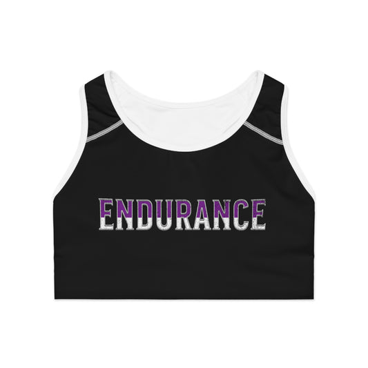 Endurance Black - Purple/White Sports Bra