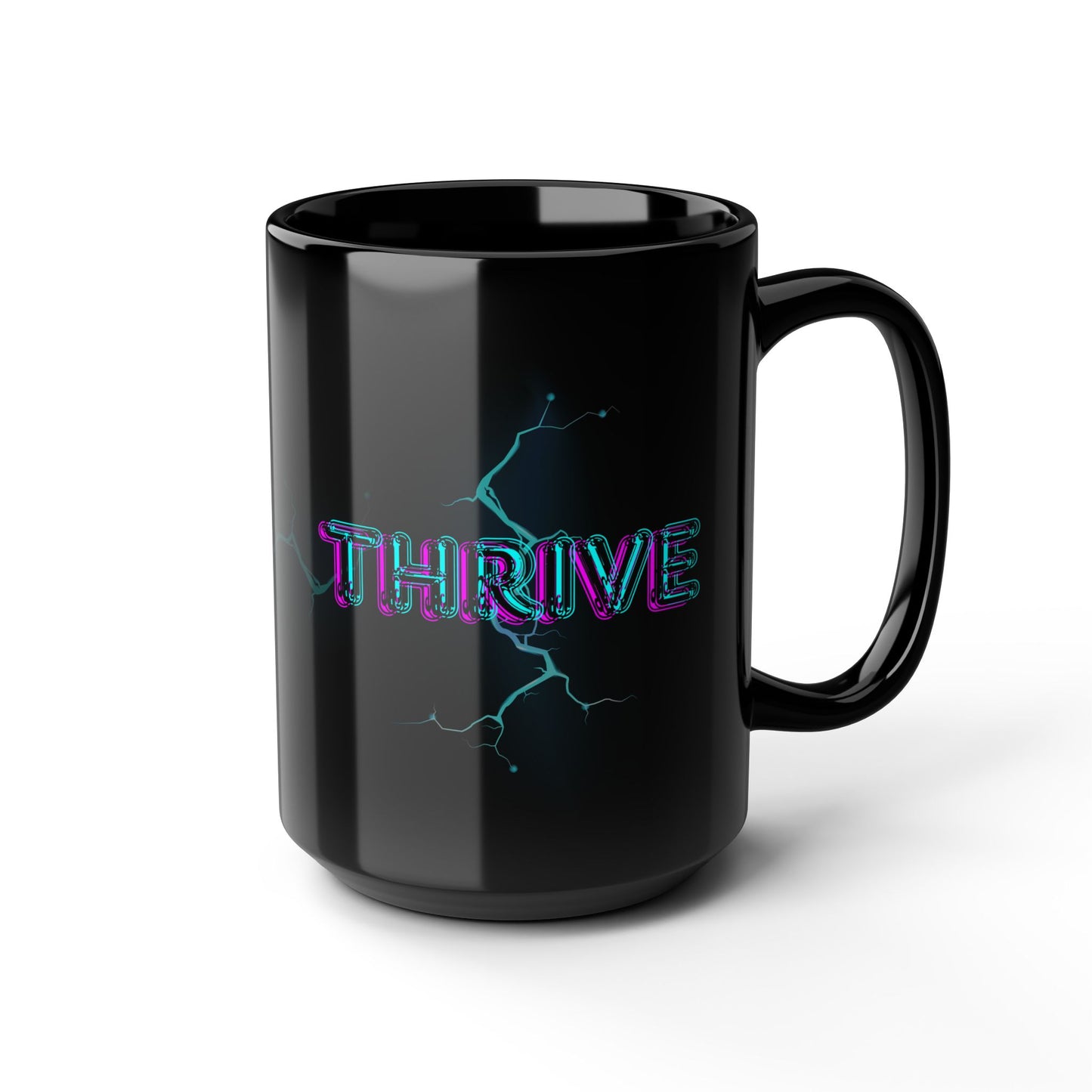 Vibrant 'THRIVE' Black Coffee Cup- Motivational Drinkware for Daily Inspiration