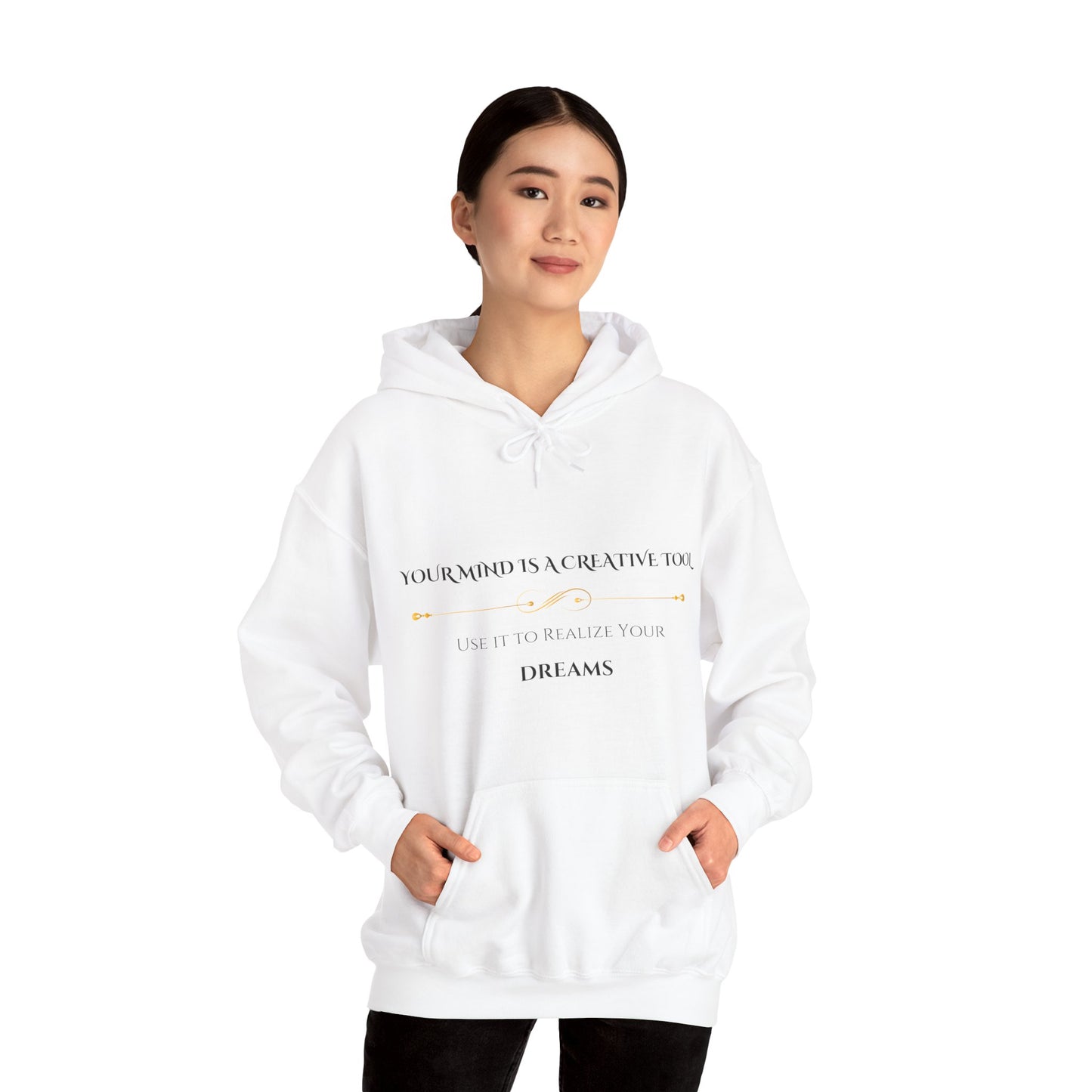 "Your Mind is a Creative Tool" - White Unisex Hoodie