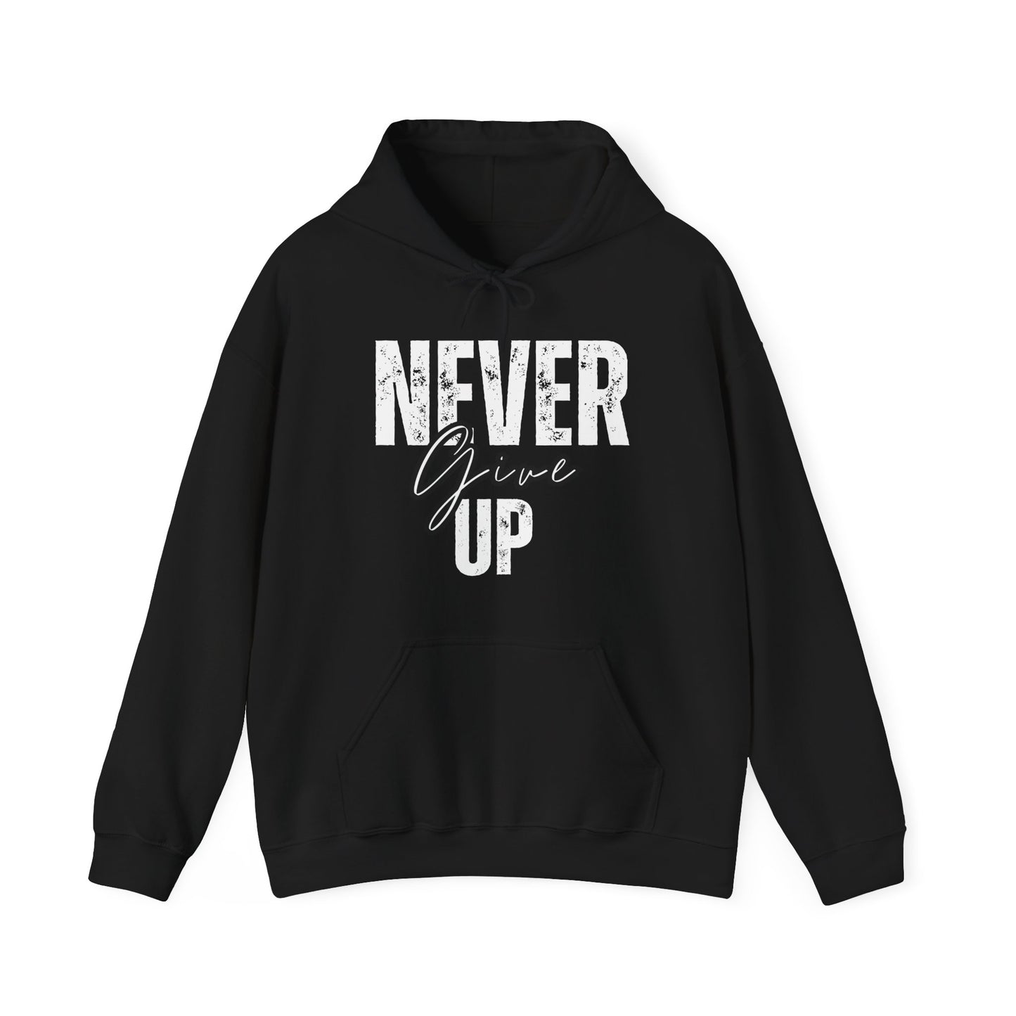 "Never Give Up" - Black Unisex Hoodie