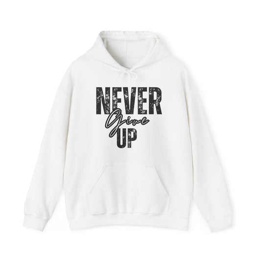 "Never Give Up" - White Unisex Hoodie