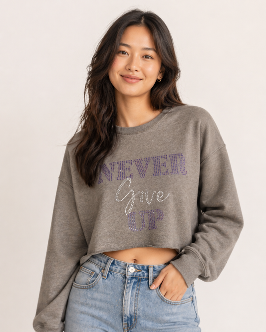 Grey Crop Top (Rhinestone)