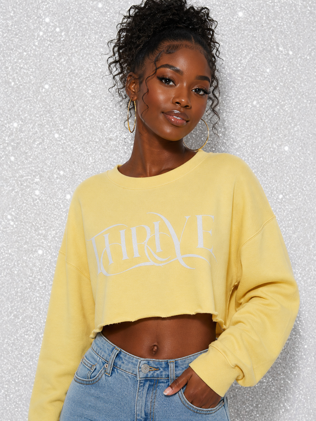Yellow Thrive - cropped fleece