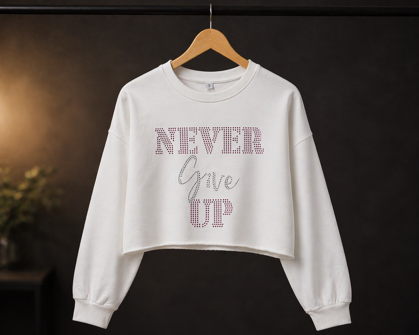 Petite White Crop Top (Rhinestones)
