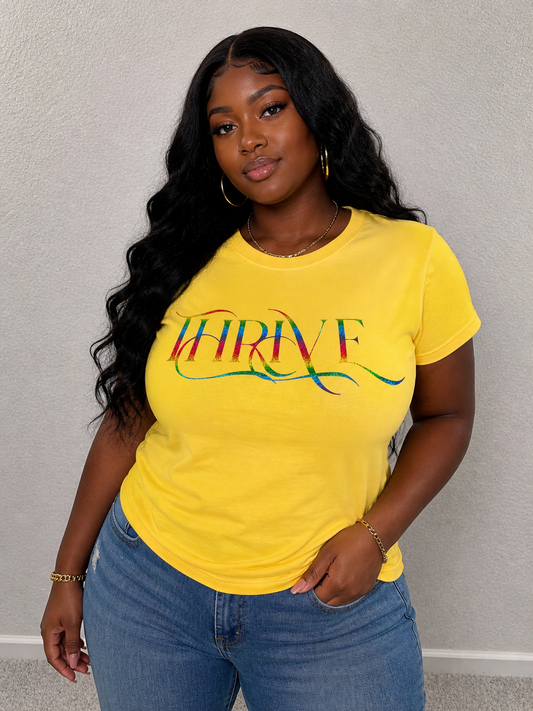 Rainbow Holographic Thrive shirt (round neck)
