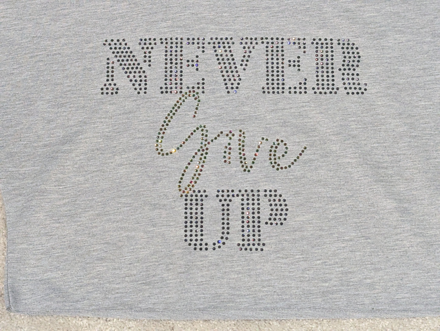 Petite Grey Crop Top (Rhinestone)