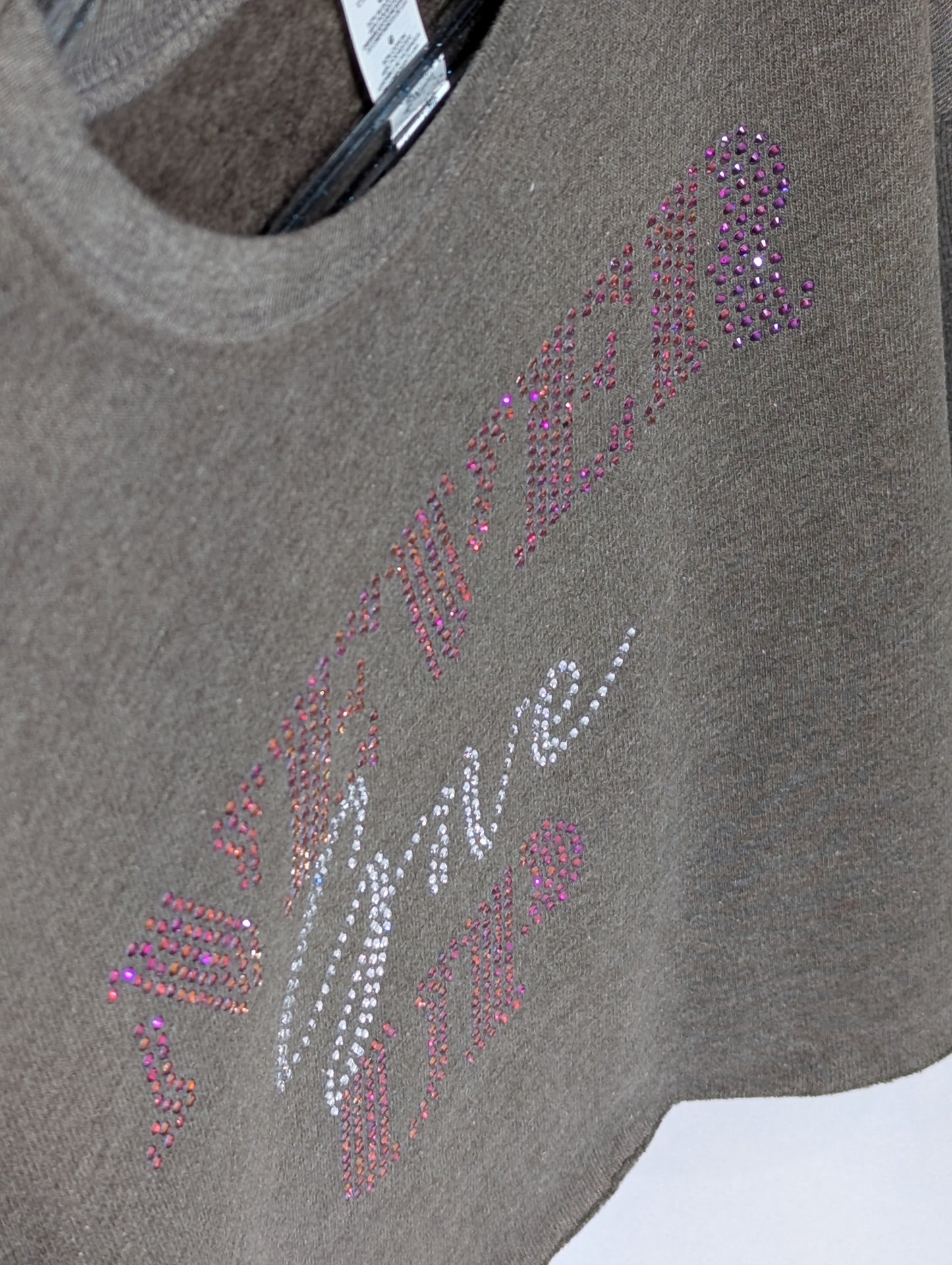 Grey Crop Top (Rhinestone)