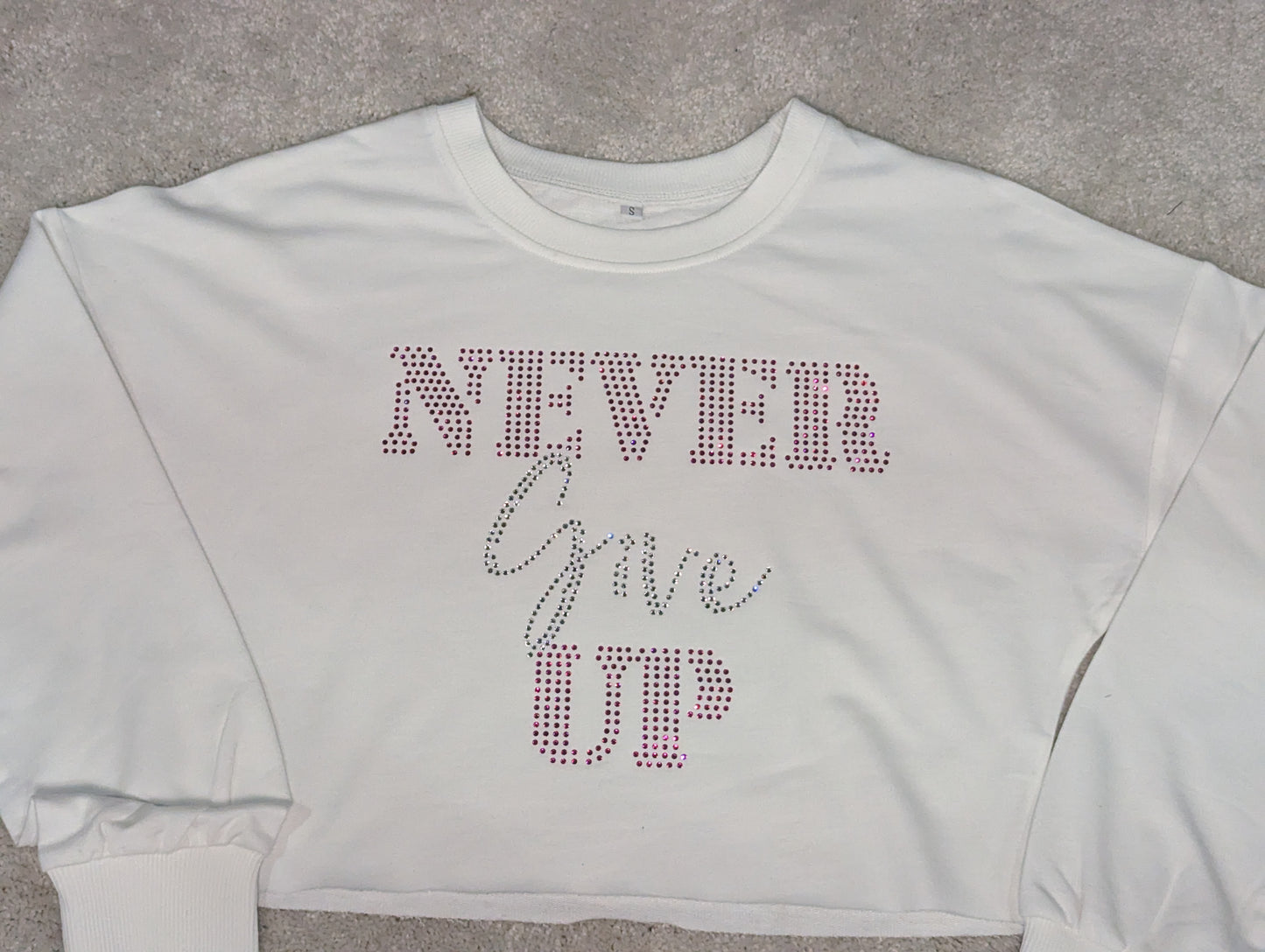 Petite White Crop Top (Rhinestones)